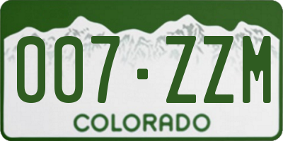 CO license plate 007ZZM