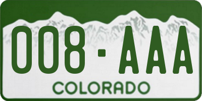 CO license plate 008AAA
