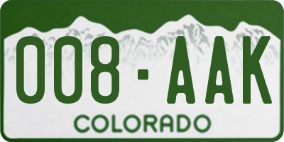 CO license plate 008AAK