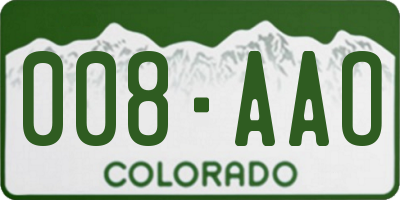 CO license plate 008AAO