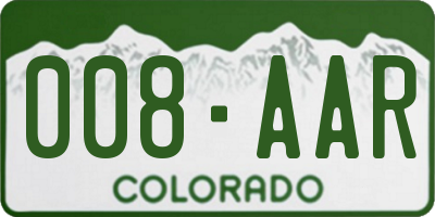 CO license plate 008AAR