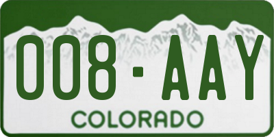 CO license plate 008AAY