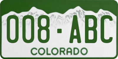 CO license plate 008ABC