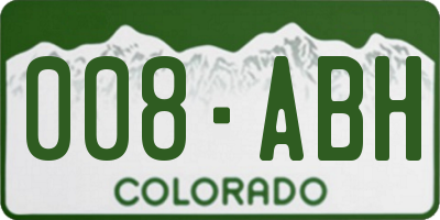 CO license plate 008ABH