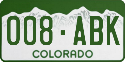 CO license plate 008ABK