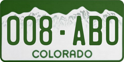 CO license plate 008ABO