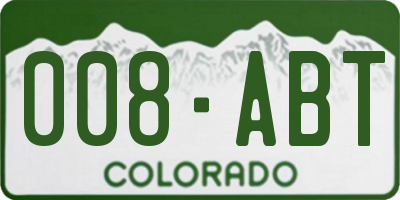 CO license plate 008ABT