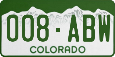 CO license plate 008ABW