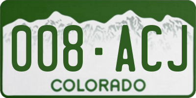CO license plate 008ACJ
