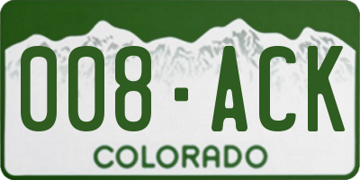 CO license plate 008ACK