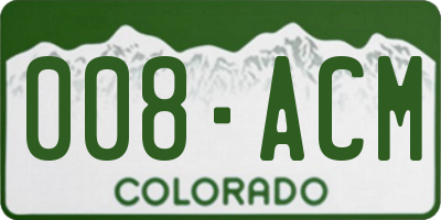 CO license plate 008ACM