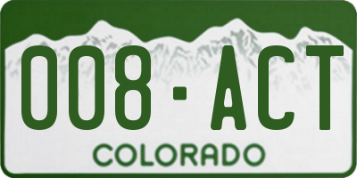 CO license plate 008ACT