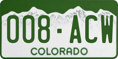 CO license plate 008ACW