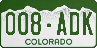 CO license plate 008ADK