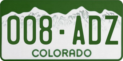 CO license plate 008ADZ
