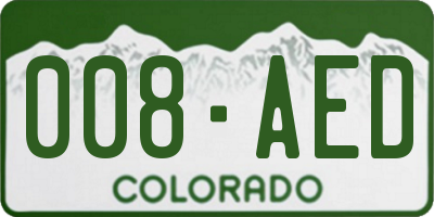 CO license plate 008AED