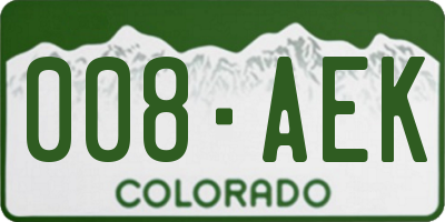 CO license plate 008AEK