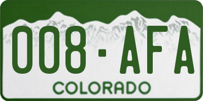 CO license plate 008AFA