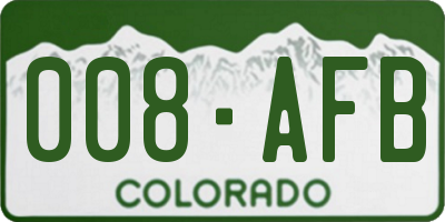 CO license plate 008AFB