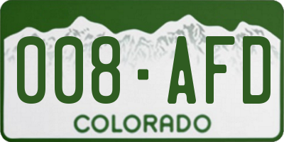 CO license plate 008AFD