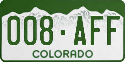 CO license plate 008AFF