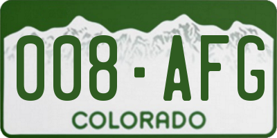 CO license plate 008AFG