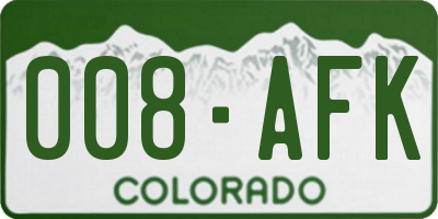 CO license plate 008AFK