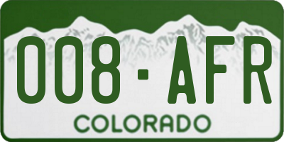 CO license plate 008AFR