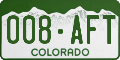CO license plate 008AFT