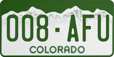 CO license plate 008AFU