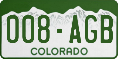 CO license plate 008AGB