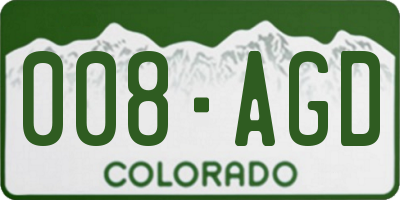 CO license plate 008AGD