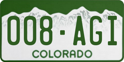 CO license plate 008AGI