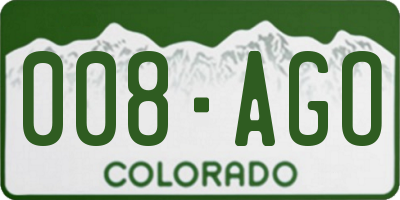 CO license plate 008AGO