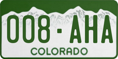 CO license plate 008AHA