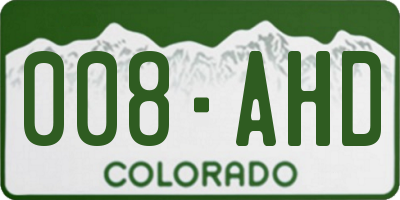 CO license plate 008AHD