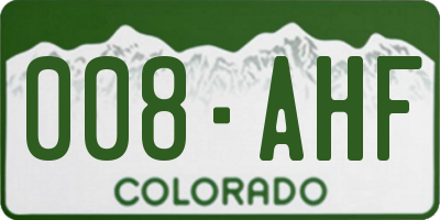 CO license plate 008AHF