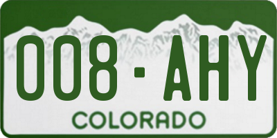 CO license plate 008AHY