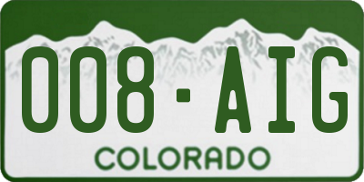 CO license plate 008AIG