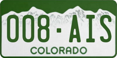 CO license plate 008AIS