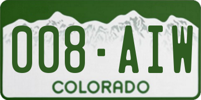 CO license plate 008AIW
