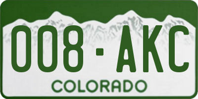 CO license plate 008AKC