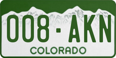 CO license plate 008AKN