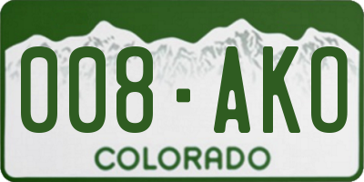 CO license plate 008AKO