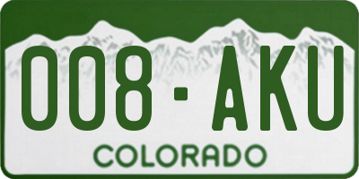 CO license plate 008AKU