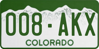CO license plate 008AKX
