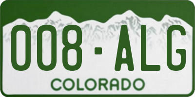 CO license plate 008ALG