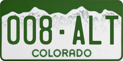 CO license plate 008ALT