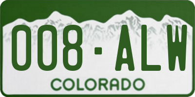 CO license plate 008ALW