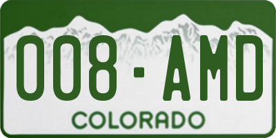 CO license plate 008AMD